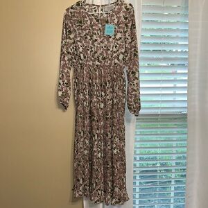 Hayden Purple Green Midi Dress Medium